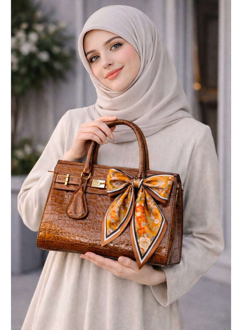 أولودينيز  وشاح حريري صغير للنساء – إكسسوار طويل نحيف بطبعات أنيقة - Image 3